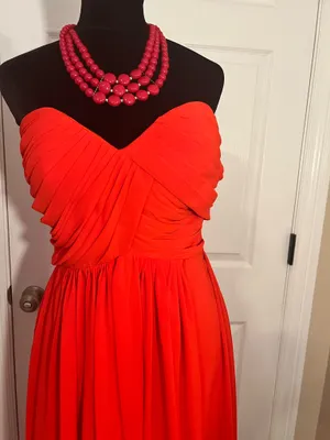 Formal red evening bridesmaid wedding guest dress thumbnail 2