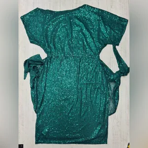 Women's Party Dress Sequined Pleated Short Sleeve Asymmetric Shoulder thumbnail 6