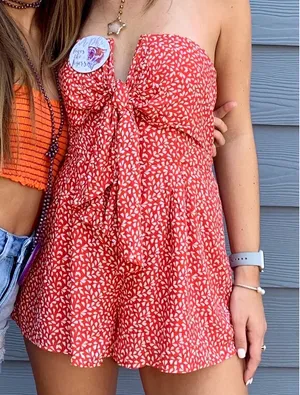 Impeccable Pig Orange and White Romper thumbnail 1