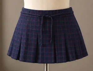 Hollister Plaid Pleated Skort Navy Red Grid Mini Skirt XL School Girl Academia thumbnail 1