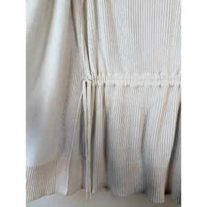 Lululemon Peace Of Mind Wrap Heathered White Ribbed Knit Hooded Cardigan size 10 thumbnail 4