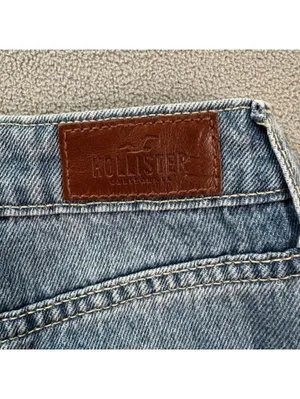 Hollister Ultra High Rise Distressed Denim Mini Skirt Y2K Blue Jean Raw Hem 1 25 thumbnail 5