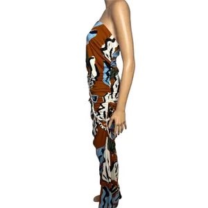 Celandine Suzanne Lustig Gabbie strapless ruched tube dress size L abstract boho thumbnail 4