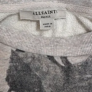 All Saints Rosen Unai Sweatshirt, light grey with‎ dark rose print, size S EUC thumbnail 3