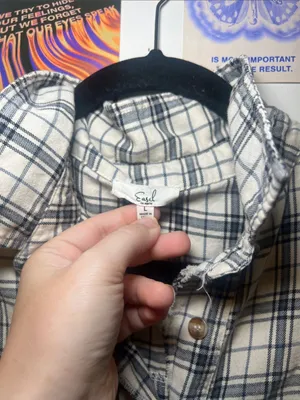 easel White, Blue, & Black Plaid Button-Down Shirt Dress thumbnail 2