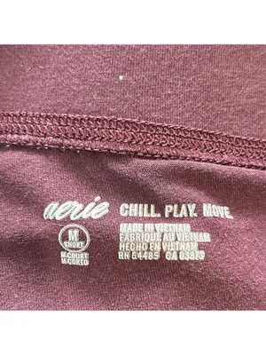 Aerie Burgundy Leggings Medium Short Chill Play Move thumbnail 3