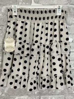 Altar'd State Black Polka Dot Tiered Ruffle Mini Skirt thumbnail 3