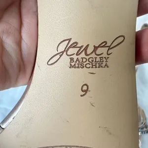 Badgley Mischka‎ Jewel Joanne Embellished Block Heel Sandal Champagne Cream 9 thumbnail 9
