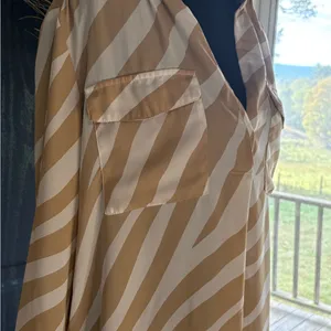 Ann Taylor Tan and White Zebra Print Blouse thumbnail 2