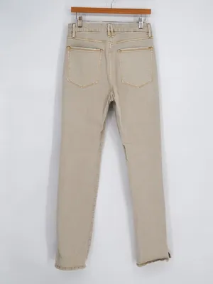 Good American Good Classic Jeans Womens 10 Bone Beige Skinny Ankle Slit Stretch thumbnail 2