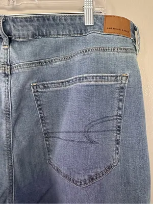 American Eagle Dreamy Drape Super High Rise Baggy Wide Leg Jeans size 18 short thumbnail 12