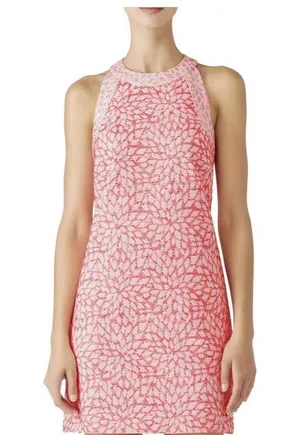 Hutch Anthropologie Pink White Embroidered Halter Mini Shift Dress Small thumbnail 1