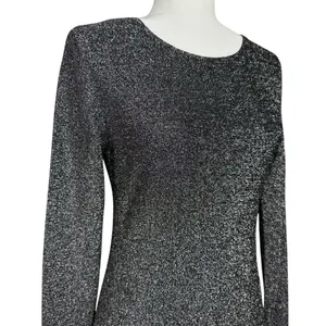 Reformation Dress M Riley‎ Fit & Flare Long Sleeve Metallic Dress Sparkly LBD thumbnail 4