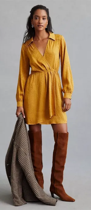 Anthropologie Gold Jacquard Leopard Print Midi Dress Size Medium Boho Glam thumbnail 1