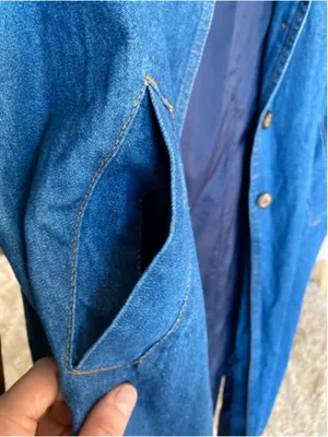 Vintage Denim Duster Coat Corduroy Collar Quiet Luxury Boho‎ Parisian Americana thumbnail 5