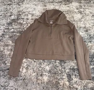 tek gear Brown Quarter-Zip Cropped Pullover Hoodie thumbnail 1