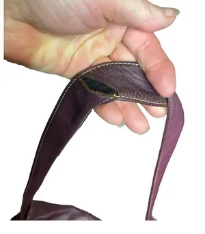 Levenger Shoulder Bag Large Medium Maroon Burgundy Fold Over Chic Purse Saddle thumbnail 5