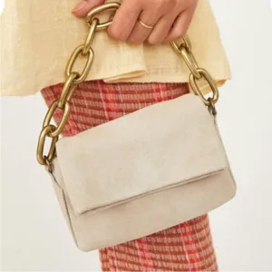 Free People Charlie Chain Crossbody in taupe suede leather thumbnail 4