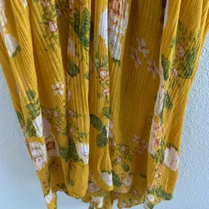 Free People Baby Doll Hi-Low Floral Tunic Boho Mustard Gold Yellow Small thumbnail 5