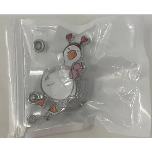 Duck Badge Pink Bow Red Heart Headband Retractable Work ID Holder Alligator Clip thumbnail 5