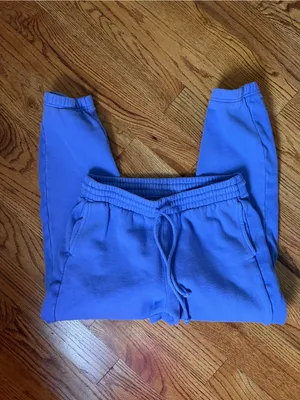 Aritzia TNA Bright Periwinkle Blue Jogger Sweatpants Boyfriend Fleece thumbnail 2