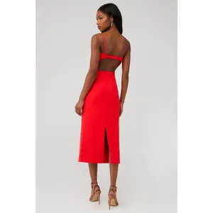 Bardot Vienna Midi Dress in Flame Orange 2 New Womens Cut out Cocktail thumbnail 12