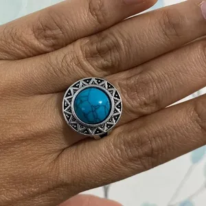 Silver and Turquoise Ring Size 8.5 thumbnail 5