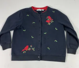 Shenanigans Cardigan Sweater Womens XL Blue Cardinal Holly Ugly Christmas thumbnail 1
