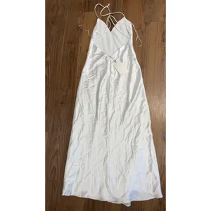 Zara White Satin Maxi Dress Luxury Slip Strappy Ethereal Bride Bachelorette thumbnail 7