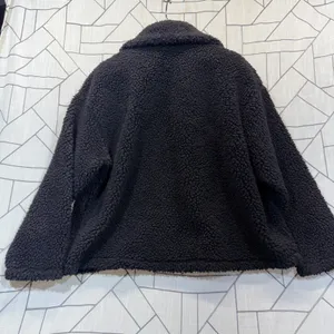Nike Sherpa Fleece Jacket Large‎ Black Big Swoosh Full Zip Borg Coat thumbnail 2