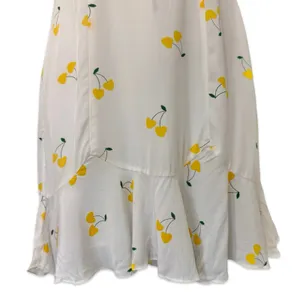 For Love & Lemons White Yellow Cherry Ashland Lace Up Mini Dress size XS NEW Tag thumbnail 8