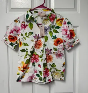 Philosophy Multicolor Floral Button-Front Short Sleeve Shirt thumbnail 1