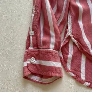 American Eagle Pink & White Striped Tie Front Button Down | Oversized Fit | L thumbnail 6