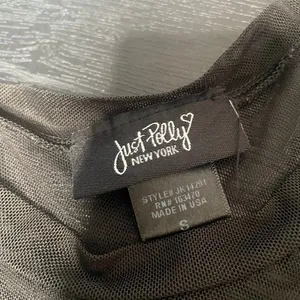 Just Polly New York Black Sheer Mesh Long Sleeve Top Crew‎ Neck Slim Fit Small thumbnail 2