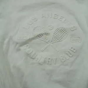Garage Crewneck Country Club Embossed Tennis‎ Sweatshirt Cream S/M Pockets thumbnail 3