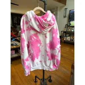 Comfrt "Minimalist Zip Hoodie" Strawberry Swirl pink tie-dye pattern XL thumbnail 5