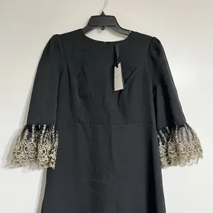 NWT POMANDER PLACE Black Lillith Maxi‎ Cocktail Dress w/ Gold Lace Size Large thumbnail 4
