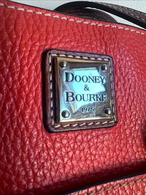Dooney & Bourke Orange Pebble Leather Tote with Contrasted Straps & added tie thumbnail 2