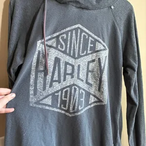 Harley-Davidson Since 1903 Graphic Cowl Neck Hoodie Large Gray Womens Cotton thumbnail 2