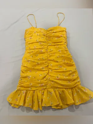 Bec +‎ Bridge Womens Yellow Floral Mini Daytime Flounce Dress Size 4 thumbnail 8
