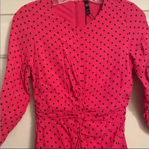 Zara Hot Pink Ruched Polka Dot Dress Fuchsia Black NWOT Small thumbnail 5