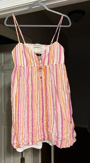 No Boundaries Pink & Peach Striped Mini Sundress thumbnail 1