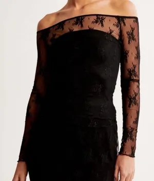 Abercrombie Long Sleeve Lace Off-The-Shoulder Top thumbnail 1