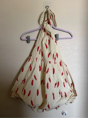 Bailey Rose Chili Pepper Halter Mini Bubble Dress Sz M NEW‎ cream red thumbnail 2