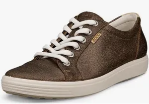 ECCO Soft 7 sneakers Brown 6-6.5 Nubuck Leather Lace Up thumbnail 1