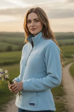 Patagonia Synchilla Light Blue 1/4 Zip Fleece Pullover Women’s Size Medium thumbnail 1