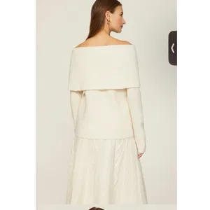 POLO RALPH LAUREN Off-White Wool Cashmere Blend Off Shoulder Sweater size Small thumbnail 12