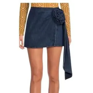 Gianni Bini Rein Rosette Dark Wash Denim Micro Mini Skirt Y2K Piece (Sz 26) thumbnail 8