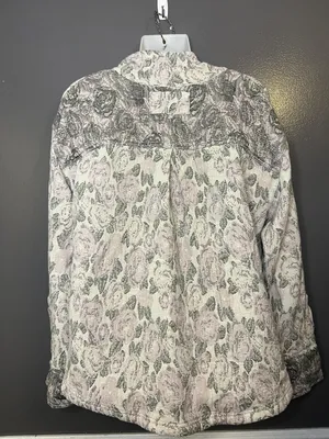 We The Free Sweater Womens Large Pink Floral Henley Pullover Long Sleeve Boho thumbnail 7