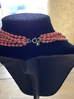 LOFT Green Multi-Strand Beaded Necklace with Coral Accent thumbnail 2